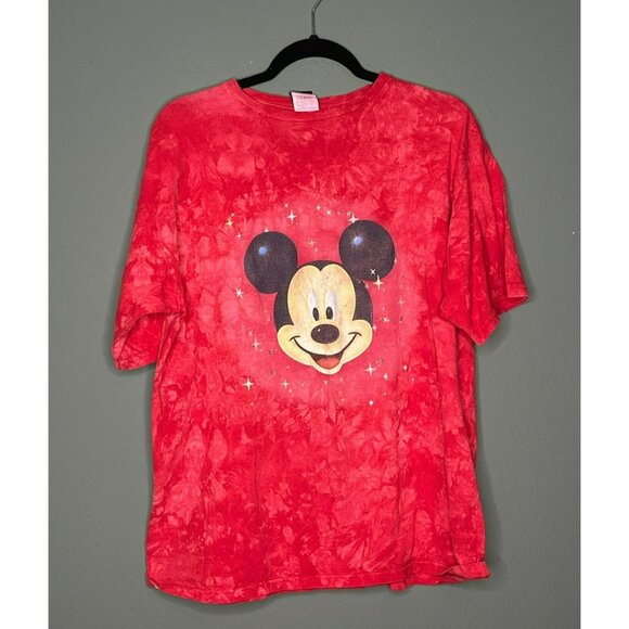 VTG 1990s Mickey Unlimited Mouse Disney Red Tie Dye Women's Large Jerry Leigh - Picture 1 of 9